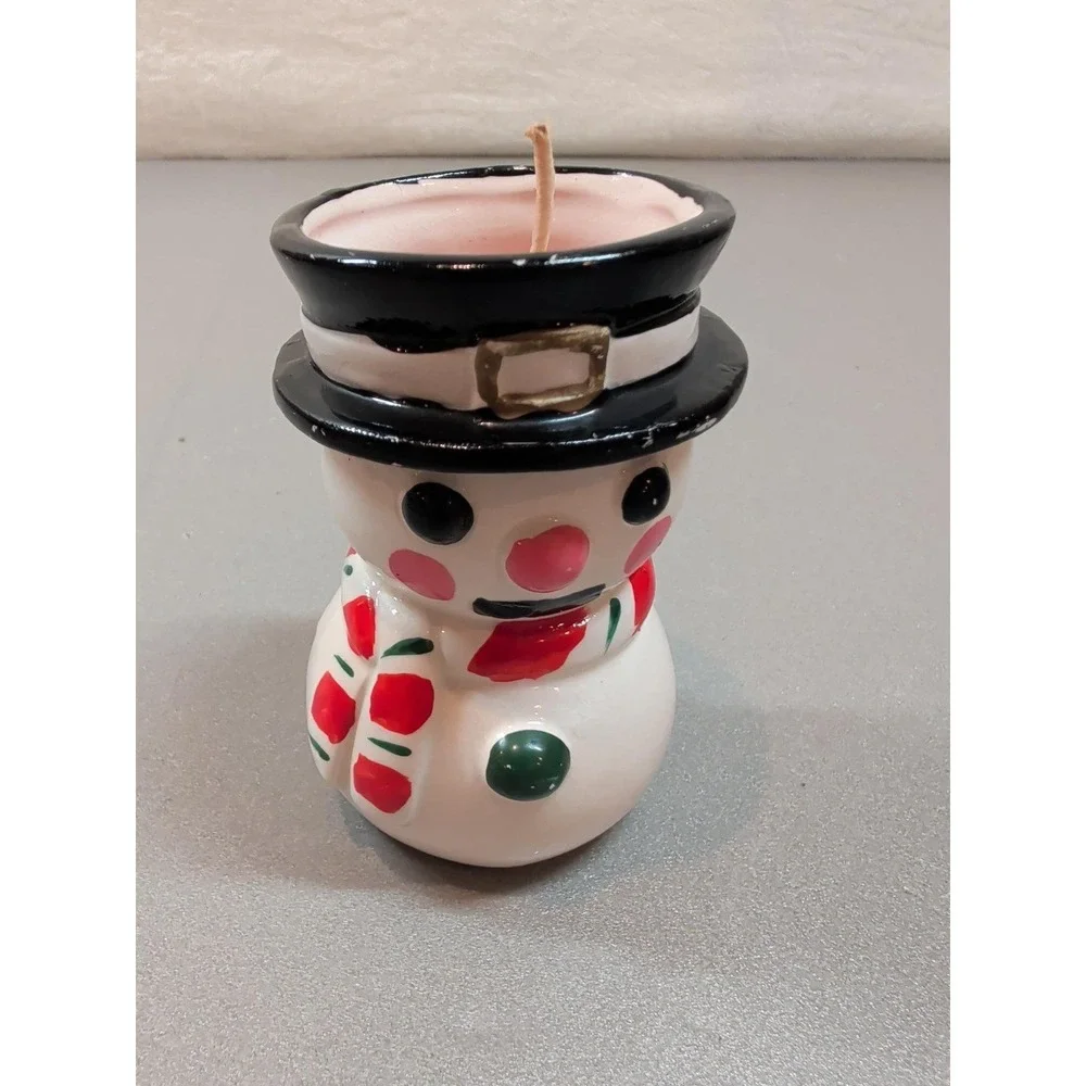 Vintage Ben's Transworld Imports Japan Ceramic Snowman Candle Holder Christmas
